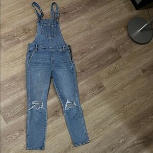 Old Navy Light Blue Distressed Denim Overalls